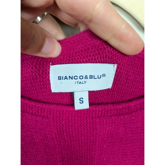 BIANCO & BLU Bright Pink Knit Sweater Merino Blend Long Sleeve Women's Small - Picture 3 of 5